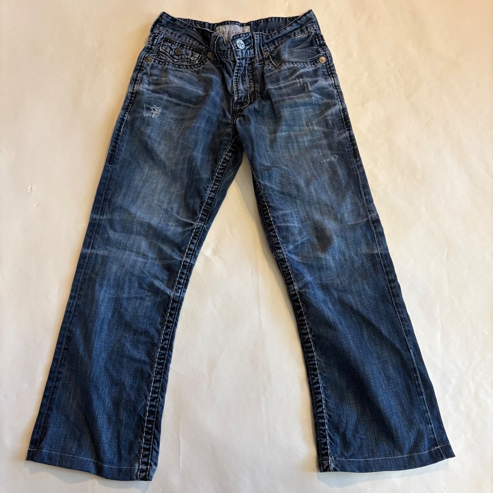 Big Star Pioneer Mens 29S Blue Jeans Bootcut Distressed Thick Stitch Y2K Grunge